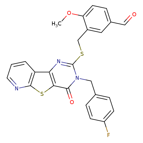 3-[({5-[(4-fluorophenyl)methyl]-6-oxo-8-thia-3,5,10-triazatricyclo[7.4.0.0^{2,7}]trideca-1(9),2(7),3,10,12-pentaen-4-yl}sulfanyl)methyl]-4-methoxybenzaldehyde