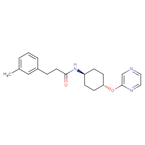 3-(3-methylphenyl)-N-[(1r,4r)-4-(pyrazin-2-yloxy)cyclohexyl]propanamide