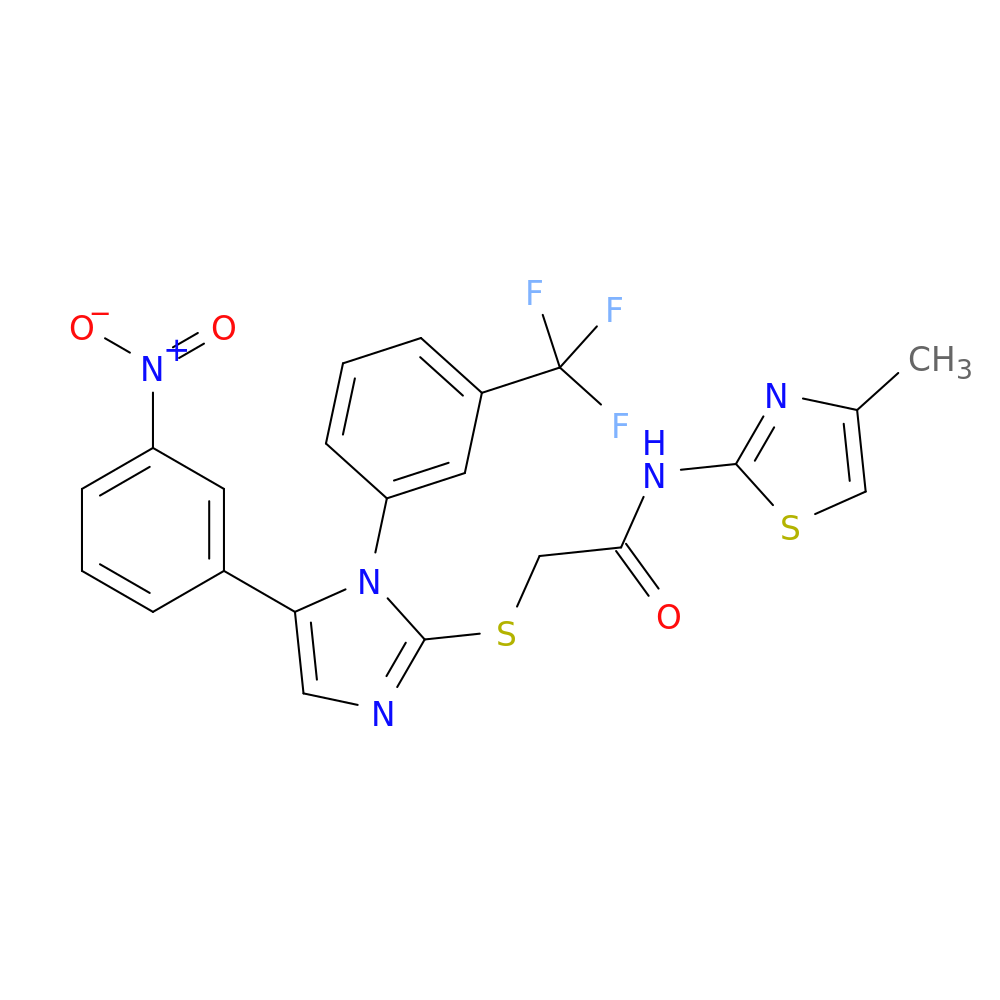 N-(4-methyl-1,3-thiazol-2-yl)-2-{[5-(3-nitrophenyl)-1-[3-(trifluoromethyl)phenyl]-1H-imidazol-2-yl]sulfanyl}acetamide