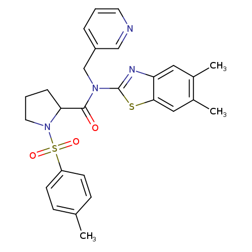 N-(5,6-dimethyl-1,3-benzothiazol-2-yl)-1-(4-methylbenzenesulfonyl)-N-[(pyridin-3-yl)methyl]pyrrolidine-2-carboxamide