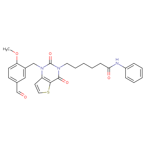 6-{1-[(5-formyl-2-methoxyphenyl)methyl]-2,4-dioxo-1H,2H,3H,4H-thieno[3,2-d]pyrimidin-3-yl}-N-phenylhexanamide