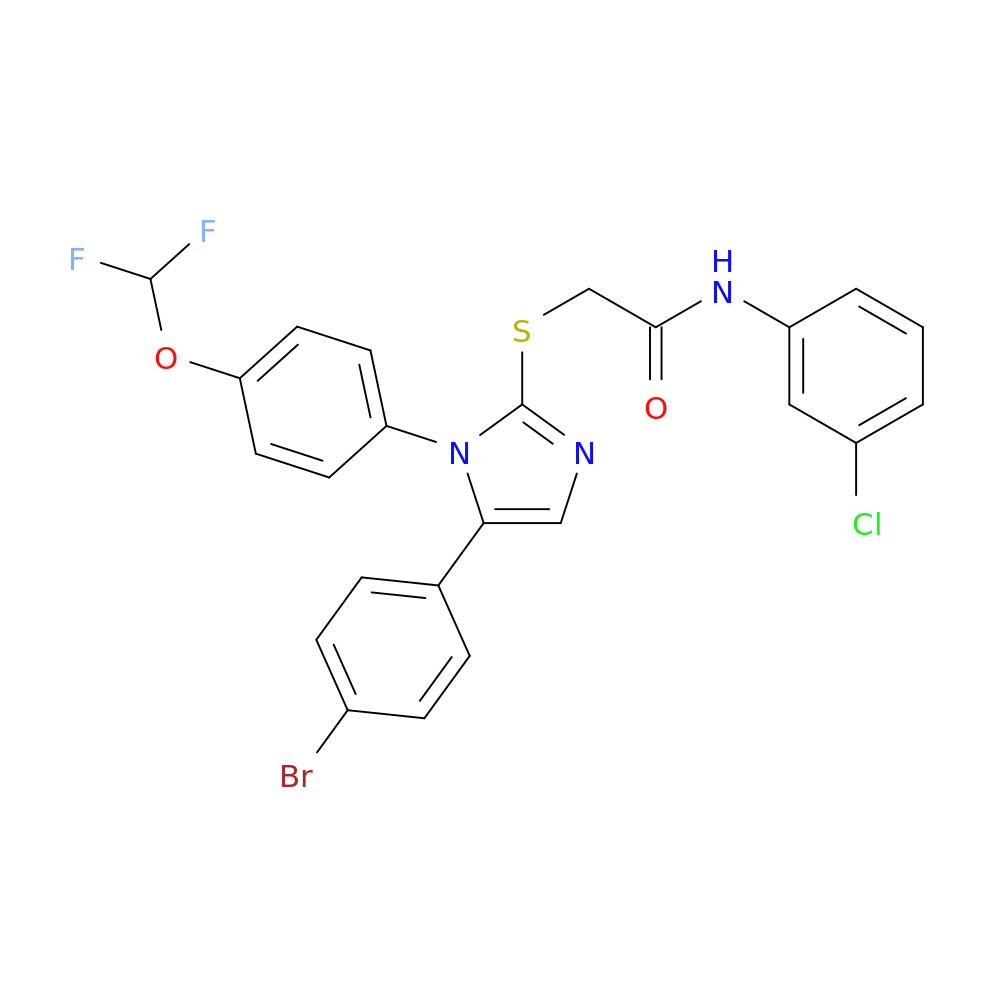 2-{[5-(4-bromophenyl)-1-[4-(difluoromethoxy)phenyl]-1H-imidazol-2-yl]sulfanyl}-N-(3-chlorophenyl)acetamide