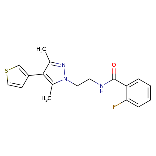 N-{2-[3,5-dimethyl-4-(thiophen-3-yl)-1H-pyrazol-1-yl]ethyl}-2-fluorobenzamide