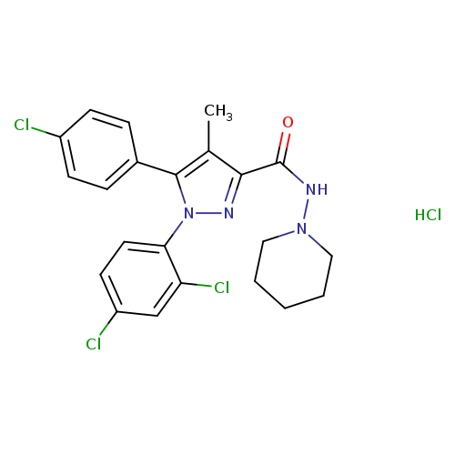 1H-Pyrazole-3-carboxamide, 5-(4-chlorophenyl)-1-(2,4-dichlorophenyl)-4-methyl-N-1-piperidinyl-, hydrochloride (1:1)