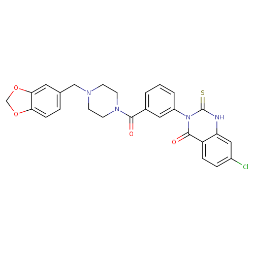 3-(3-{4-[(2H-1,3-benzodioxol-5-yl)methyl]piperazine-1-carbonyl}phenyl)-7-chloro-2-sulfanylidene-1,2,3,4-tetrahydroquinazolin-4-one