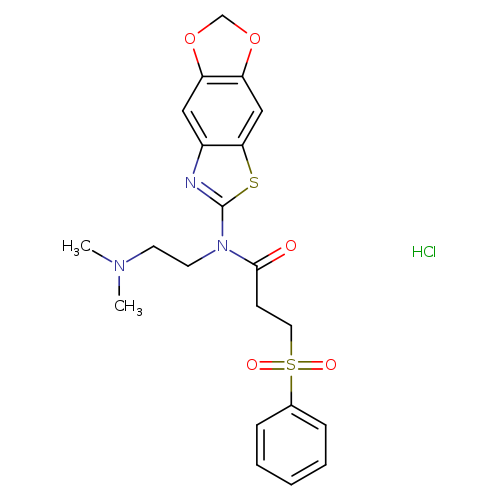 3-(benzenesulfonyl)-N-[2-(dimethylamino)ethyl]-N-{4,6-dioxa-10-thia-12-azatricyclo[7.3.0.0^{3,7}]dodeca-1(9),2,7,11-tetraen-11-yl}propanamide hydrochloride