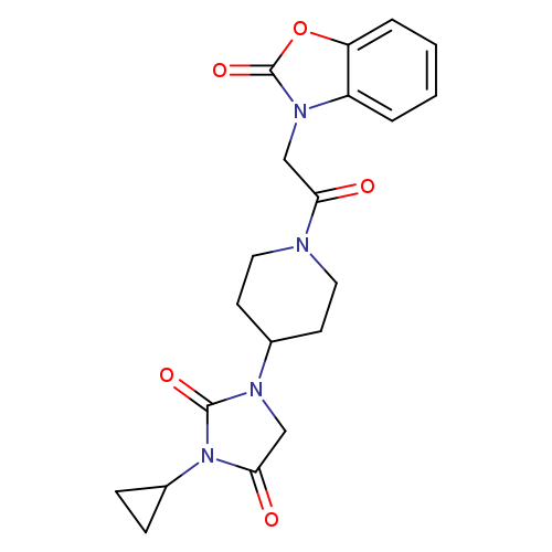 3-cyclopropyl-1-{1-[2-(2-oxo-2,3-dihydro-1,3-benzoxazol-3-yl)acetyl]piperidin-4-yl}imidazolidine-2,4-dione
