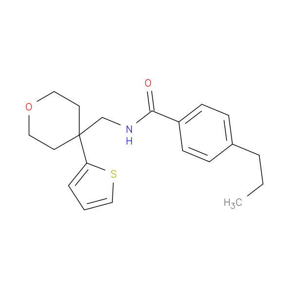 4-propyl-N-{[4-(thiophen-2-yl)oxan-4-yl]methyl}benzamide