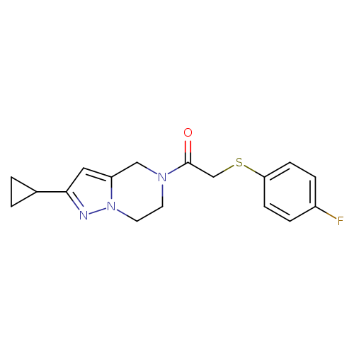 1-{2-cyclopropyl-4H,5H,6H,7H-pyrazolo[1,5-a]pyrazin-5-yl}-2-[(4-fluorophenyl)sulfanyl]ethan-1-one