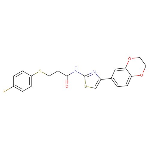 N-[4-(2,3-dihydro-1,4-benzodioxin-6-yl)-1,3-thiazol-2-yl]-3-[(4-fluorophenyl)sulfanyl]propanamide