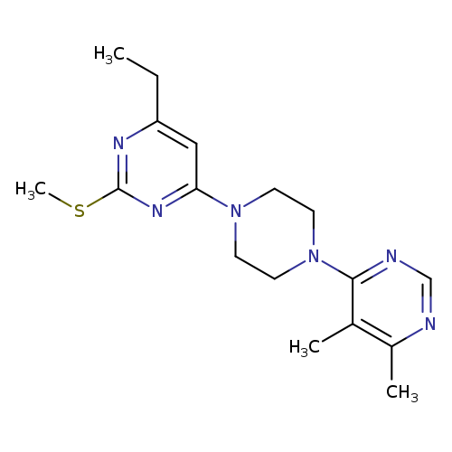 4-[4-(5,6-dimethylpyrimidin-4-yl)piperazin-1-yl]-6-ethyl-2-(methylsulfanyl)pyrimidine