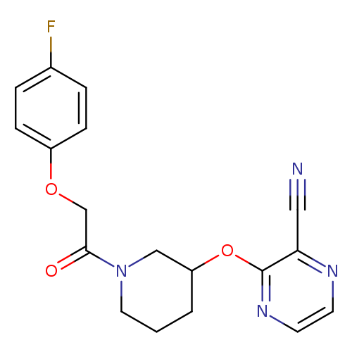 3-({1-[2-(4-fluorophenoxy)acetyl]piperidin-3-yl}oxy)pyrazine-2-carbonitrile
