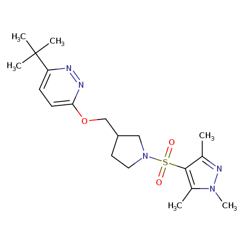 3-tert-butyl-6-({1-[(1,3,5-trimethyl-1H-pyrazol-4-yl)sulfonyl]pyrrolidin-3-yl}methoxy)pyridazine