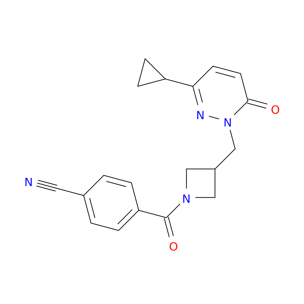 4-{3-[(3-cyclopropyl-6-oxo-1,6-dihydropyridazin-1-yl)methyl]azetidine-1-carbonyl}benzonitrile
