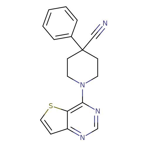4-phenyl-1-{thieno[3,2-d]pyrimidin-4-yl}piperidine-4-carbonitrile