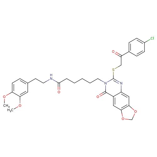 6-(6-{[2-(4-chlorophenyl)-2-oxoethyl]sulfanyl}-8-oxo-2H,7H,8H-[1,3]dioxolo[4,5-g]quinazolin-7-yl)-N-[2-(3,4-dimethoxyphenyl)ethyl]hexanamide
