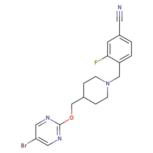 4-[(4-{[(5-bromopyrimidin-2-yl)oxy]methyl}piperidin-1-yl)methyl]-3-fluorobenzonitrile