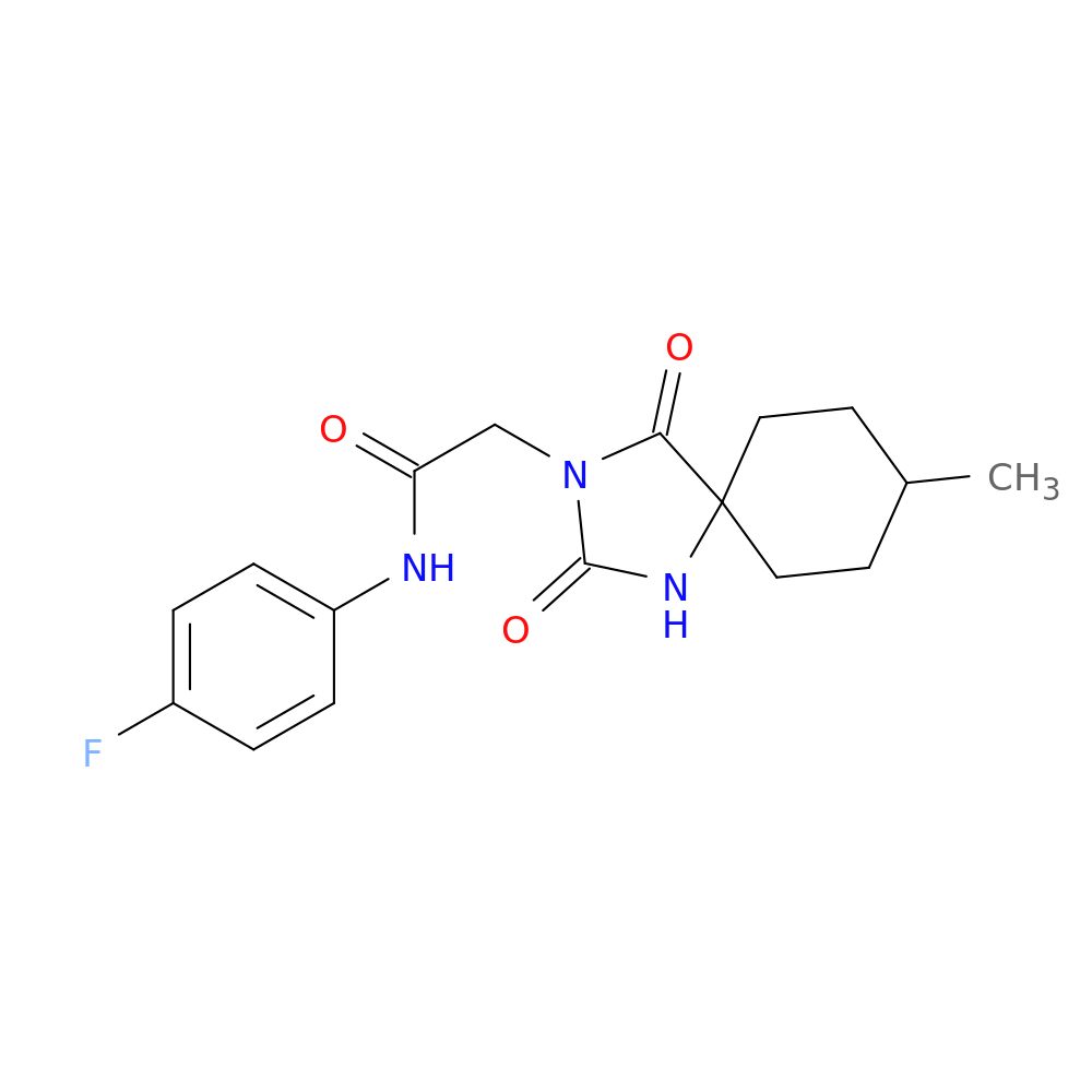 N-(4-fluorophenyl)-2-{8-methyl-2,4-dioxo-1,3-diazaspiro[4.5]decan-3-yl}acetamide