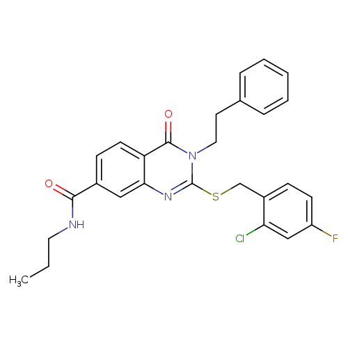 2-{[(2-chloro-4-fluorophenyl)methyl]sulfanyl}-4-oxo-3-(2-phenylethyl)-N-propyl-3,4-dihydroquinazoline-7-carboxamide