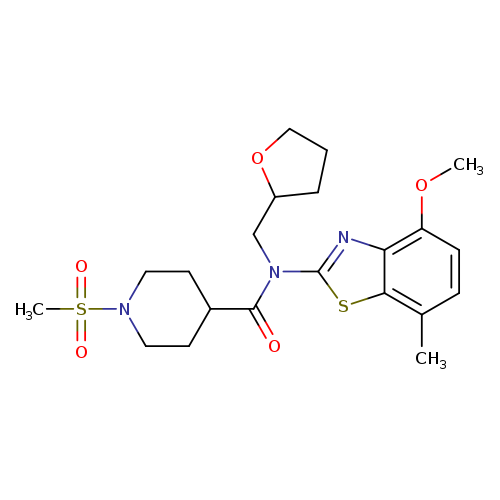 1-methanesulfonyl-N-(4-methoxy-7-methyl-1,3-benzothiazol-2-yl)-N-[(oxolan-2-yl)methyl]piperidine-4-carboxamide