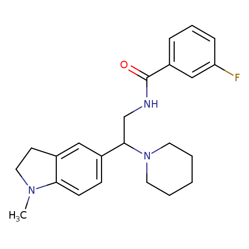 3-fluoro-N-[2-(1-methyl-2,3-dihydro-1H-indol-5-yl)-2-(piperidin-1-yl)ethyl]benzamide
