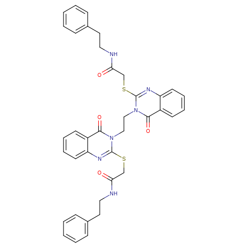 2-[(4-oxo-3-{2-[4-oxo-2-({[(2-phenylethyl)carbamoyl]methyl}sulfanyl)-3,4-dihydroquinazolin-3-yl]ethyl}-3,4-dihydroquinazolin-2-yl)sulfanyl]-N-(2-phenylethyl)acetamide