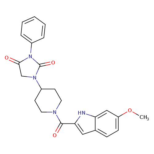 1-[1-(6-methoxy-1H-indole-2-carbonyl)piperidin-4-yl]-3-phenylimidazolidine-2,4-dione