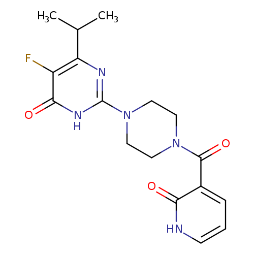 5-fluoro-2-[4-(2-oxo-1,2-dihydropyridine-3-carbonyl)piperazin-1-yl]-6-(propan-2-yl)-3,4-dihydropyrimidin-4-one
