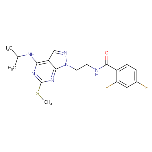 2,4-difluoro-N-{2-[6-(methylsulfanyl)-4-[(propan-2-yl)amino]-1H-pyrazolo[3,4-d]pyrimidin-1-yl]ethyl}benzamide
