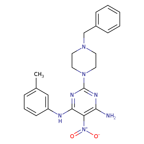 2-(4-benzylpiperazin-1-yl)-N4-(3-methylphenyl)-5-nitropyrimidine-4,6-diamine