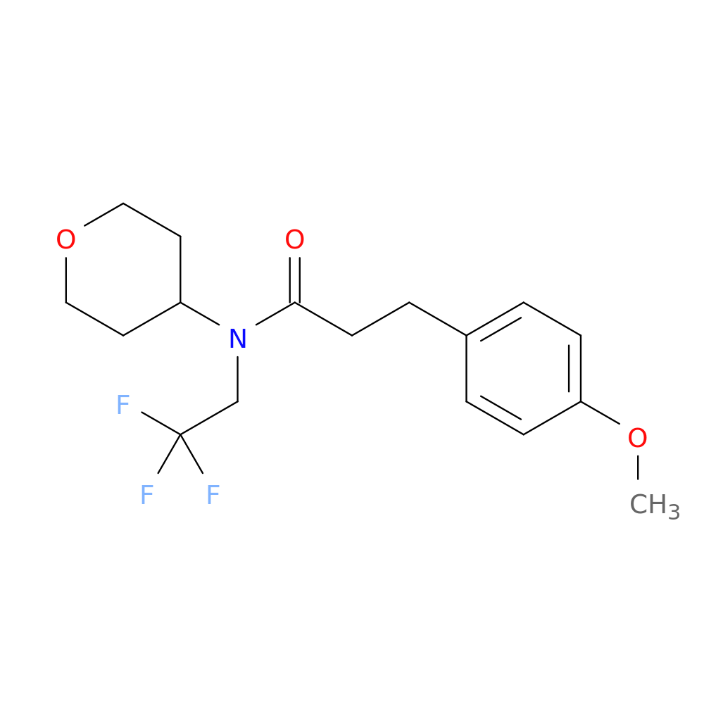 3-(4-methoxyphenyl)-N-(oxan-4-yl)-N-(2,2,2-trifluoroethyl)propanamide