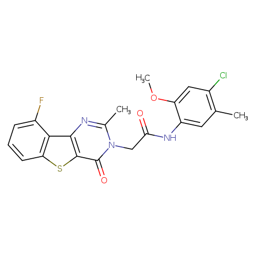 N-(4-chloro-2-methoxy-5-methylphenyl)-2-{13-fluoro-4-methyl-6-oxo-8-thia-3,5-diazatricyclo[7.4.0.0^{2,7}]trideca-1(13),2(7),3,9,11-pentaen-5-yl}acetamide