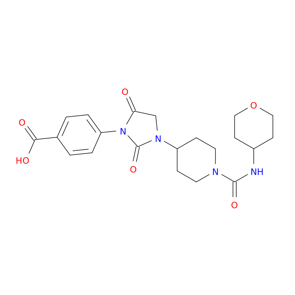 4-(3-{1-[(oxan-4-yl)carbamoyl]piperidin-4-yl}-2,5-dioxoimidazolidin-1-yl)benzoic acid