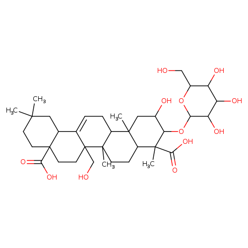 Olean-12-ene-23,28-dioic acid, 3-(β-D-glucopyranosyloxy)-2,27-dihydroxy-, (2β,3β,4α)-