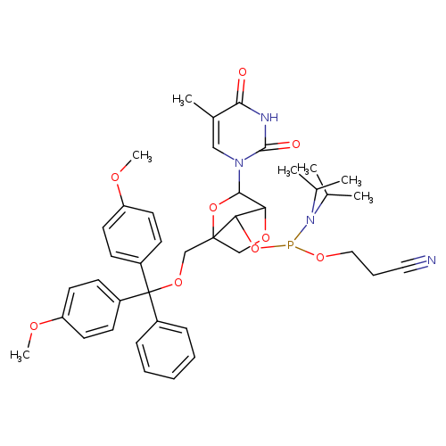 (1R,3R,4R,7S)-1-((Bis(4-methoxyphenyl)(phenyl)methoxy)methyl)-3-(5-methyl-2,4-dioxo-3,4-dihydropyrimidin-1(2H)-yl)-2,5-dioxabicyclo[2.2.1]heptan-7-yl (2-cyanoethyl) diisopropylphosphoramidite