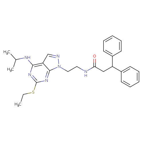N-{2-[6-(ethylsulfanyl)-4-[(propan-2-yl)amino]-1H-pyrazolo[3,4-d]pyrimidin-1-yl]ethyl}-3,3-diphenylpropanamide