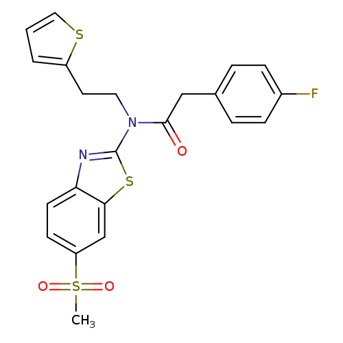 2-(4-fluorophenyl)-N-(6-methanesulfonyl-1,3-benzothiazol-2-yl)-N-[2-(thiophen-2-yl)ethyl]acetamide