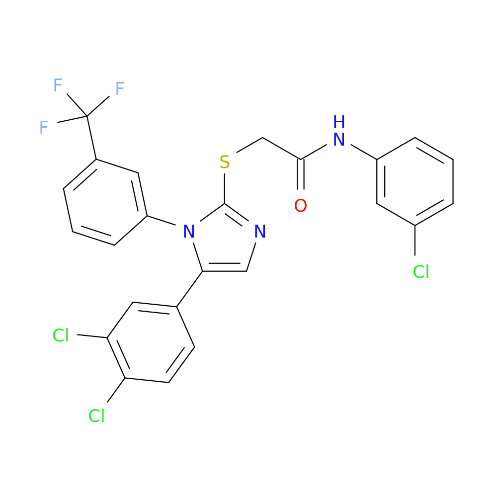 N-(3-chlorophenyl)-2-{[5-(3,4-dichlorophenyl)-1-[3-(trifluoromethyl)phenyl]-1H-imidazol-2-yl]sulfanyl}acetamide