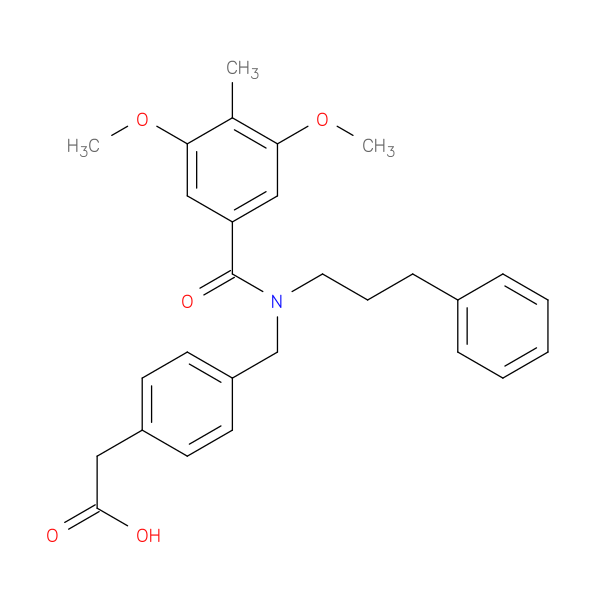 2-(4-((3,5-Dimethoxy-4-methyl-N-(3-phenylpropyl)benzamido)methyl)phenyl)acetic acid
