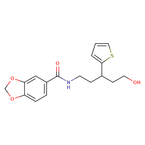N-[5-hydroxy-3-(thiophen-2-yl)pentyl]-2H-1,3-benzodioxole-5-carboxamide