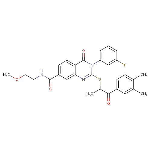 2-{[1-(3,4-dimethylphenyl)-1-oxopropan-2-yl]sulfanyl}-3-(3-fluorophenyl)-N-(2-methoxyethyl)-4-oxo-3,4-dihydroquinazoline-7-carboxamide