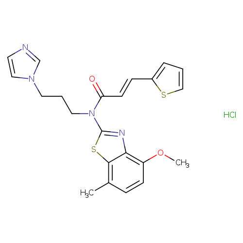 (2E)-N-[3-(1H-imidazol-1-yl)propyl]-N-(4-methoxy-7-methyl-1,3-benzothiazol-2-yl)-3-(thiophen-2-yl)prop-2-enamide hydrochloride