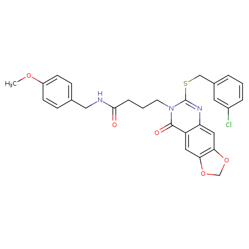 4-(6-{[(3-chlorophenyl)methyl]sulfanyl}-8-oxo-2H,7H,8H-[1,3]dioxolo[4,5-g]quinazolin-7-yl)-N-[(4-methoxyphenyl)methyl]butanamide