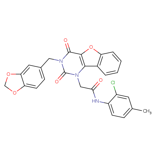 2-{5-[(2H-1,3-benzodioxol-5-yl)methyl]-4,6-dioxo-8-oxa-3,5-diazatricyclo[7.4.0.0^{2,7}]trideca-1(9),2(7),10,12-tetraen-3-yl}-N-(2-chloro-4-methylphenyl)acetamide