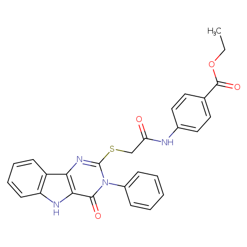 ethyl 4-[2-({4-oxo-3-phenyl-3H,4H,5H-pyrimido[5,4-b]indol-2-yl}sulfanyl)acetamido]benzoate