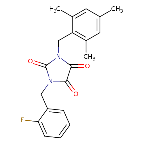 1-[(2-fluorophenyl)methyl]-3-[(2,4,6-trimethylphenyl)methyl]imidazolidine-2,4,5-trione