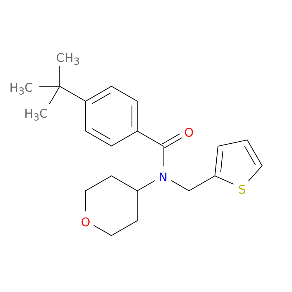 4-tert-butyl-N-(oxan-4-yl)-N-[(thiophen-2-yl)methyl]benzamide