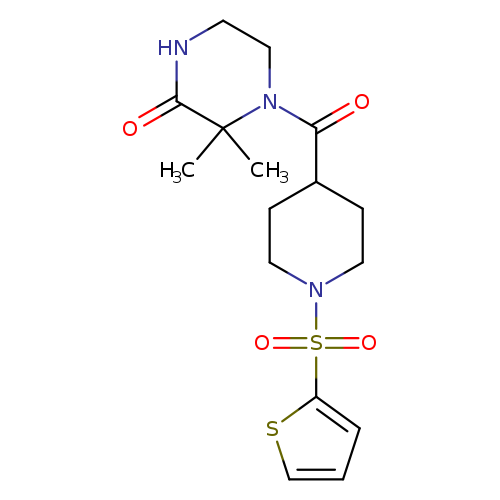 3,3-dimethyl-4-[1-(thiophene-2-sulfonyl)piperidine-4-carbonyl]piperazin-2-one