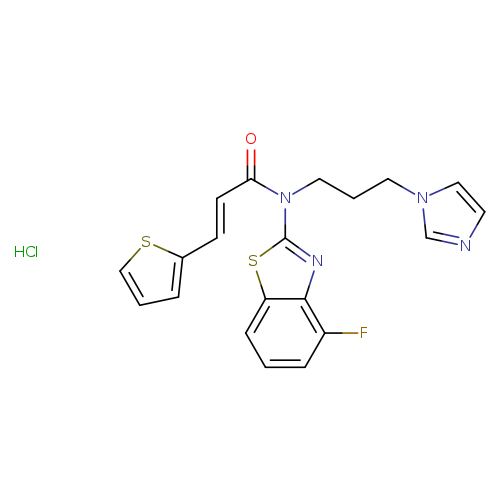 (2E)-N-(4-fluoro-1,3-benzothiazol-2-yl)-N-[3-(1H-imidazol-1-yl)propyl]-3-(thiophen-2-yl)prop-2-enamide hydrochloride