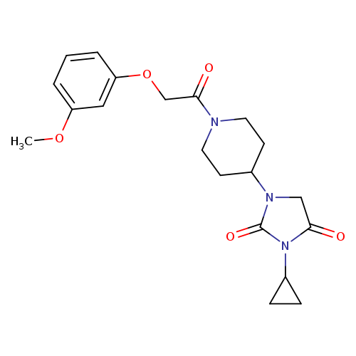 3-cyclopropyl-1-{1-[2-(3-methoxyphenoxy)acetyl]piperidin-4-yl}imidazolidine-2,4-dione